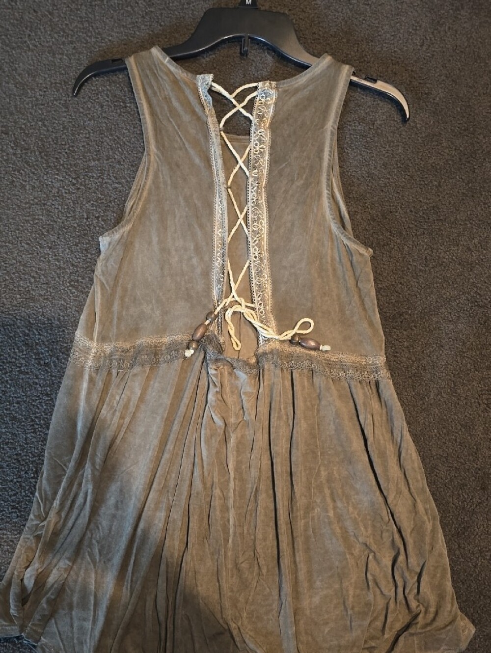 POL Lace-Up Back Midi Dress in Olive Gray - Picture 7 of 7
